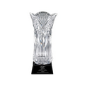 Medium Lead Crystal Vase on Rich Black Glass Base w/Black Lasered Plate (10 3/4")